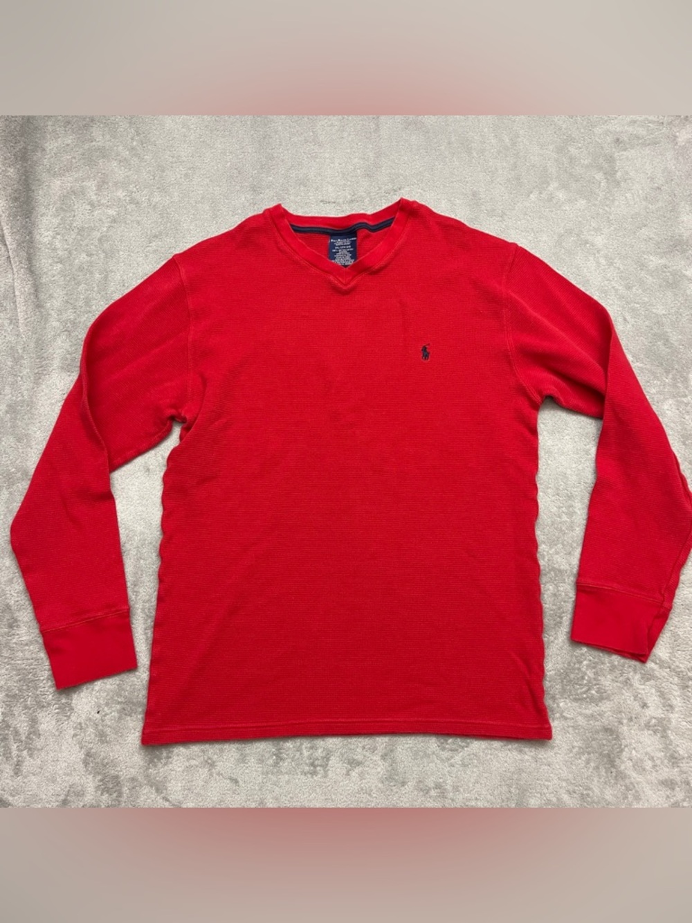 Polo Ralph Lauren Sleepwear Waffle Knit Thermal Shirt Mens 2XL Red Long Sleeve